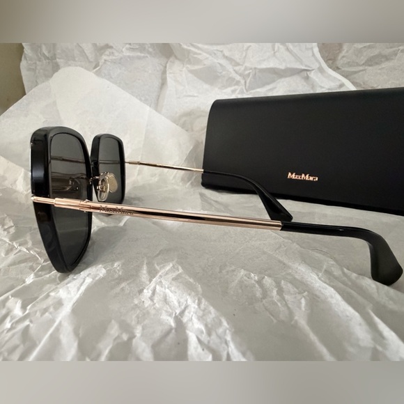 MaxMara Black Women\'s Sunglasses with Gold Accents and Case MM0-112K main image 6